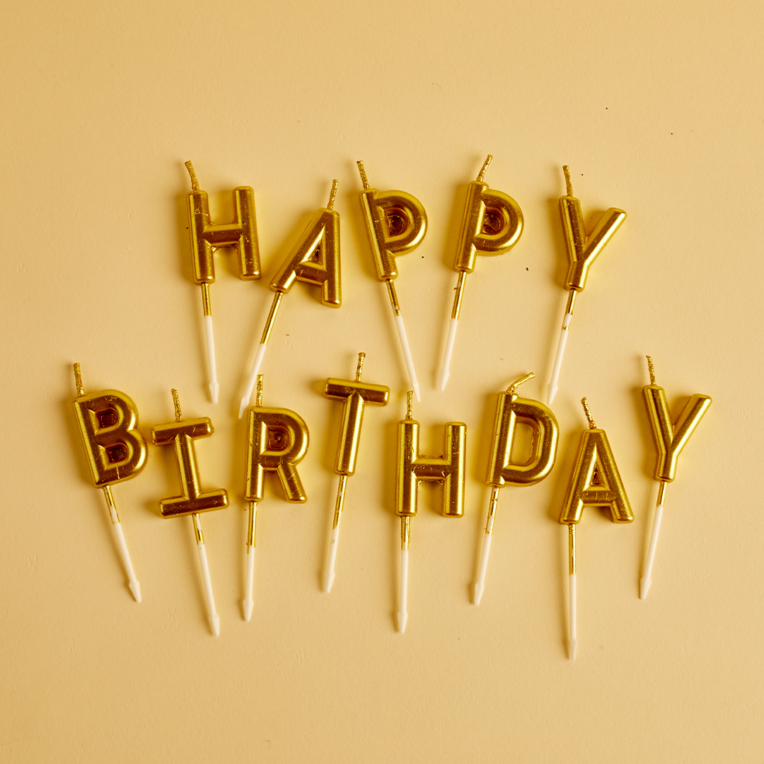 Gold Happy Birthday Candles